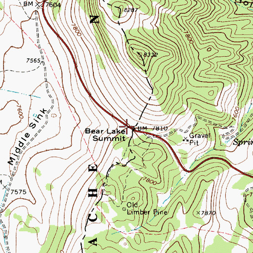 Topographic Map of Bear Lake Summit, UT