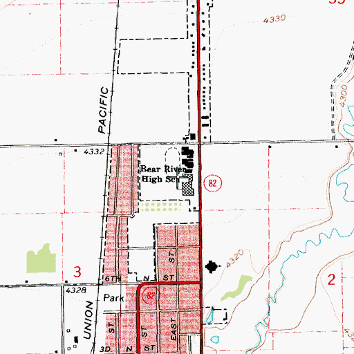 Topographic Map of Bear River High School, UT