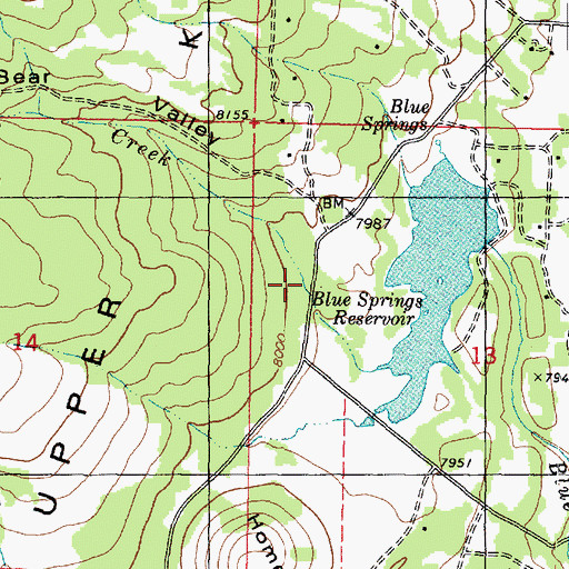Topographic Map of Bear Valley, UT