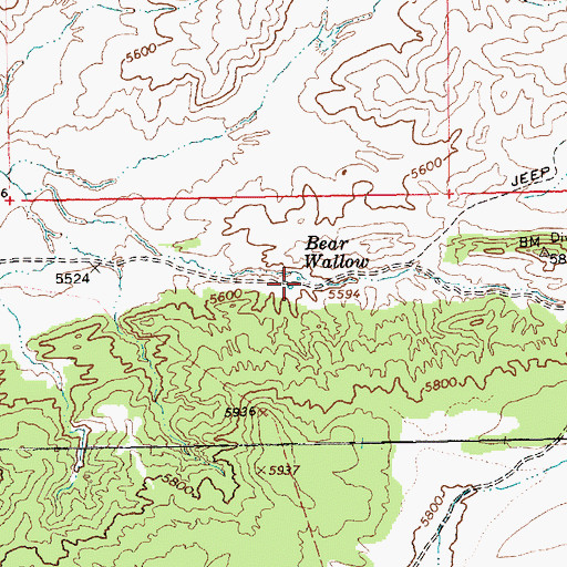 Topographic Map of Bear Wallow, UT