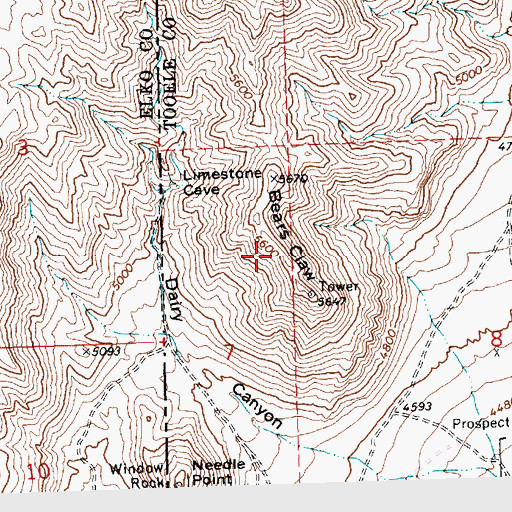 Topographic Map of Bears Claw, UT