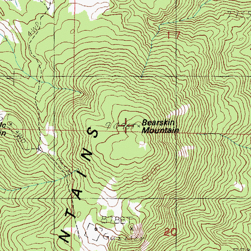 Topographic Map of Bearskin Mountain, UT