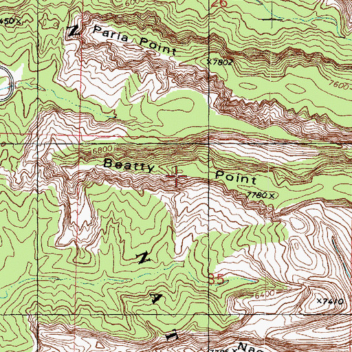 Topographic Map of Beatty Point, UT