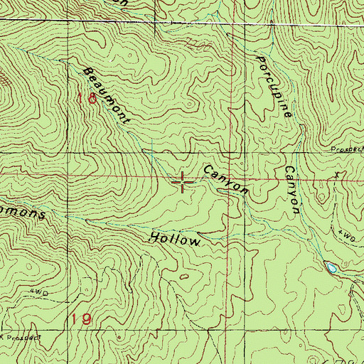 Topographic Map of Beaumont Canyon, UT