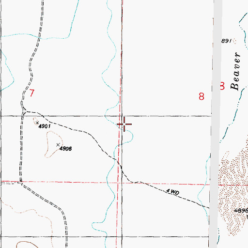 Topographic Map of Beaver Bottoms, UT