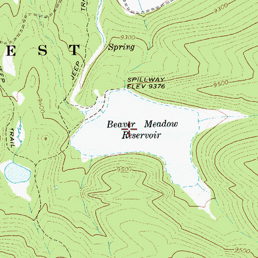 Topographic Map of Beaver Meadow Reservoir, UT