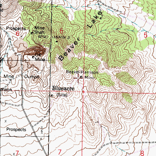 Topographic Map of Beaver-Harrison Mine, UT