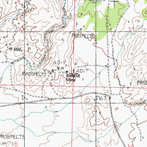 Topographic Map of Bell Hill Mine, UT