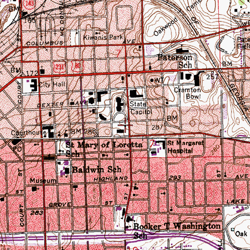 Topographic Map of First White House of the Confederacy, AL