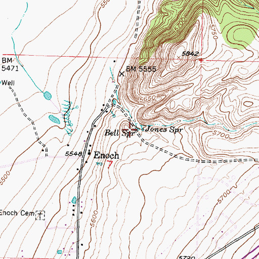 Topographic Map of Bell Spring, UT