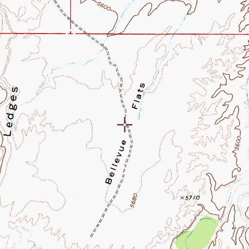 Topographic Map of Bellevue Flats, UT