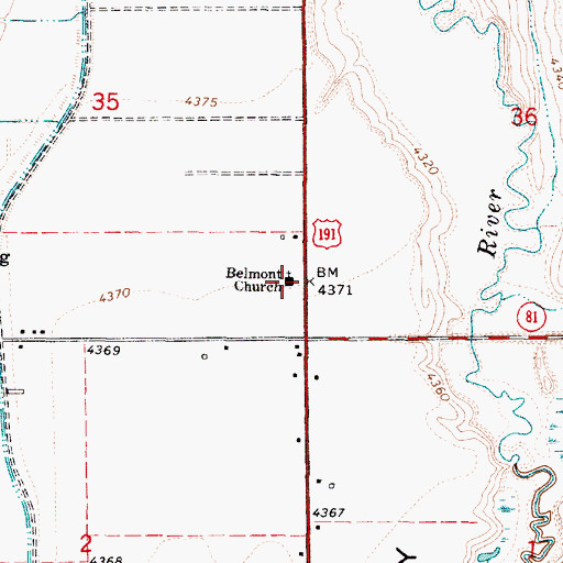 Topographic Map of Belmont Church, UT