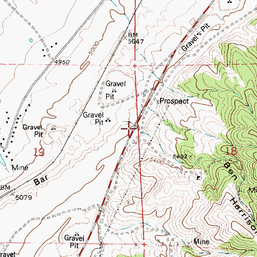 Topographic Map of Ben Harrison Gulch, UT