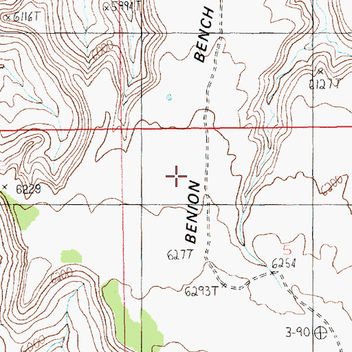 Topographic Map of Benion Bench, UT