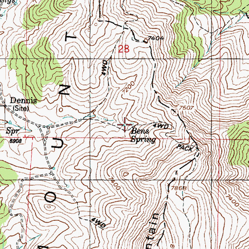 Topographic Map of Bens Spring, UT