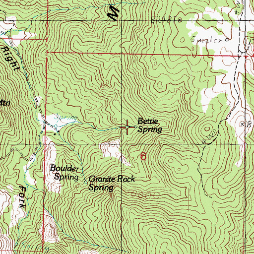 Topographic Map of Bettie Spring, UT
