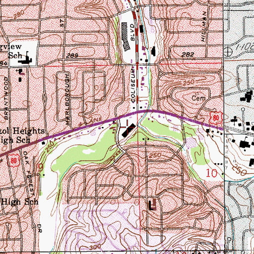 Topographic Map of Forest Hills Shopping Center, AL