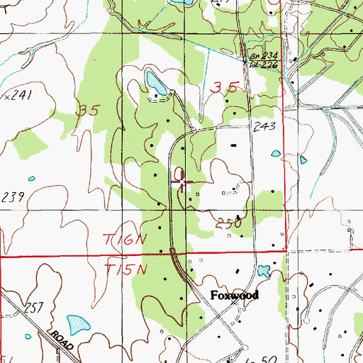 Topographic Map of Foxwood, AL