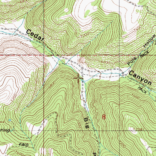 Topographic Map of Big Pine Fork, UT