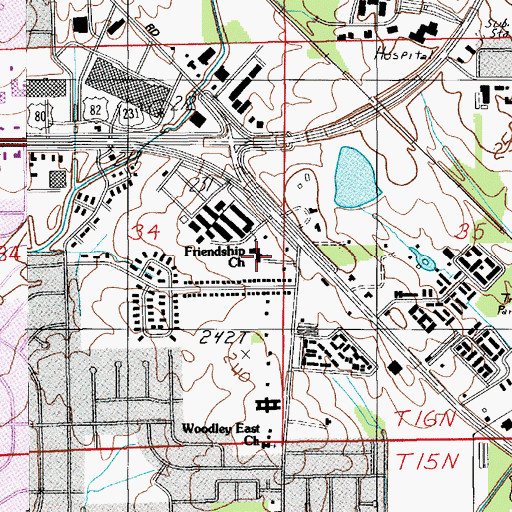 Topographic Map of Friendship Church, AL