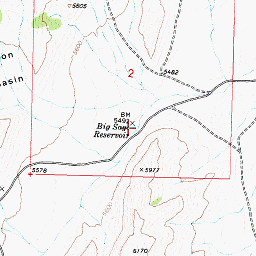 Topographic Map of Big Sage Reservoir, UT
