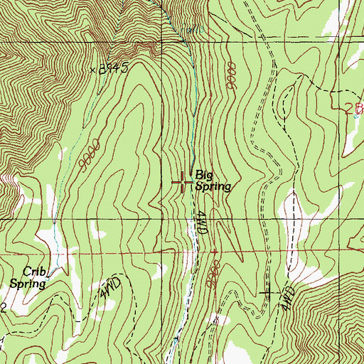 Topographic Map of Big Spring, UT