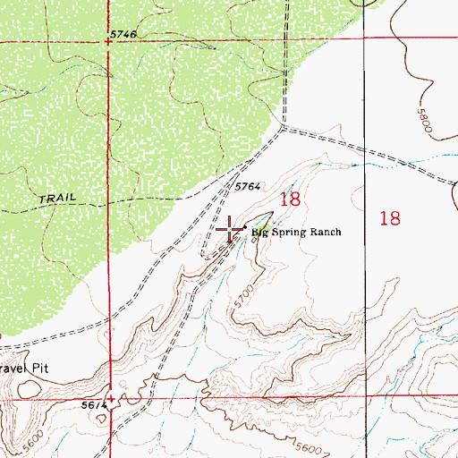 Topographic Map of Big Spring Ranch, UT