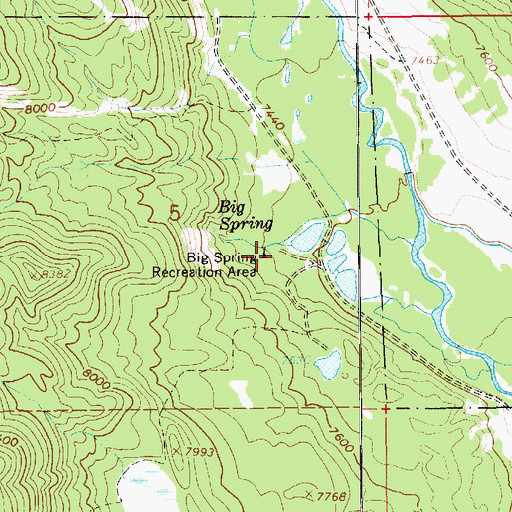 Topographic Map of Big Spring Recreation Area, UT