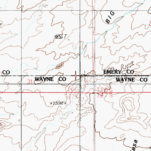 Topographic Map of Big Wild Horse Mesa, UT