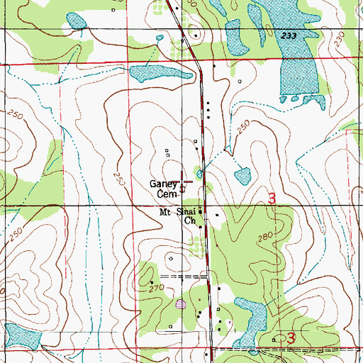 Topographic Map of Ganey Cemetery, AL