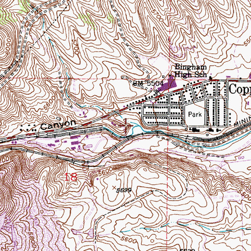 Topographic Map of Bingham Canyon, UT