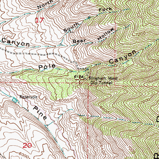 Topographic Map of Bingham West Dip Tunnel, UT