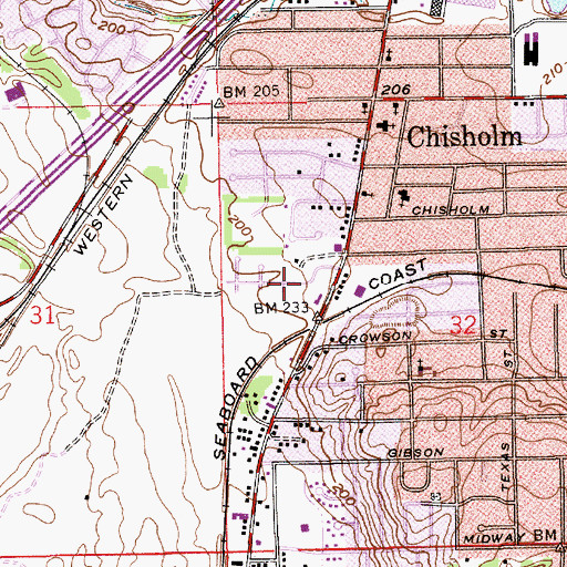 Topographic Map of Garden Square, AL