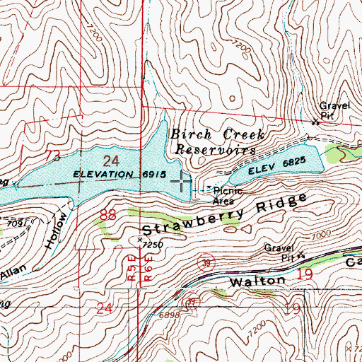 Topographic Map of Birch Creek Reservoirs, UT