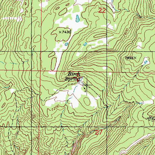 Topographic Map of Birch Spring, UT