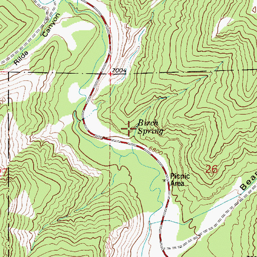 Topographic Map of Birch Spring, UT