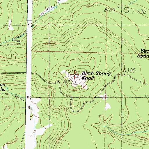 Topographic Map of Birch Spring Knoll, UT