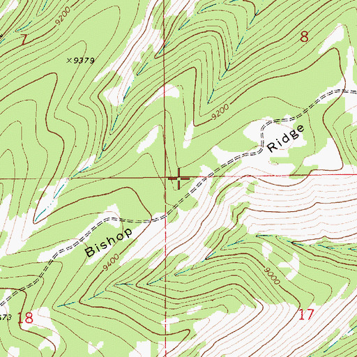 Topographic Map of Bishop Ridge, UT