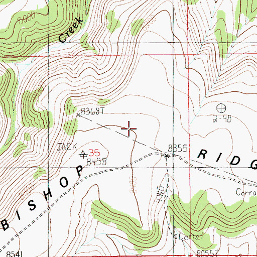 Topographic Map of Bishop Ridge, UT