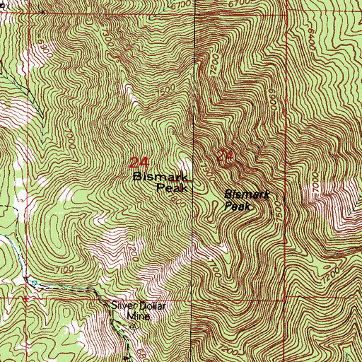 Topographic Map of Bismark Peak, UT