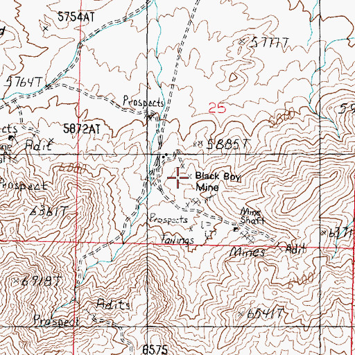 Topographic Map of Black Boy Mine, UT