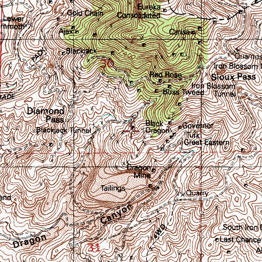 Topographic Map of Black Dragon, UT
