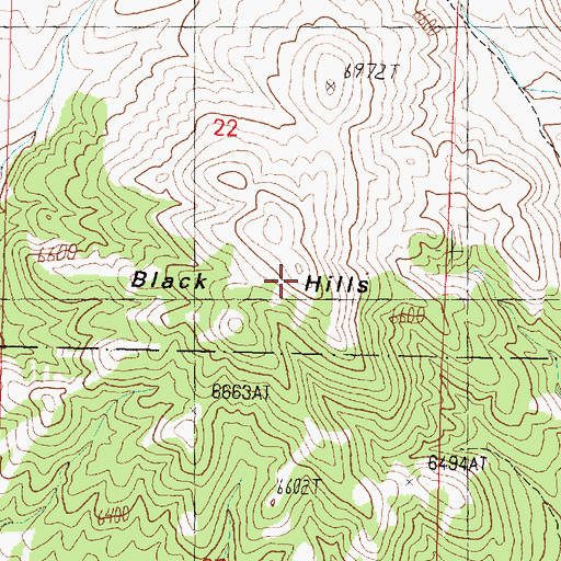 Topographic Map of Black Hills, UT