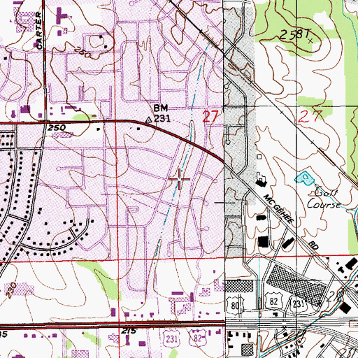 Topographic Map of Gladlane Estates, AL