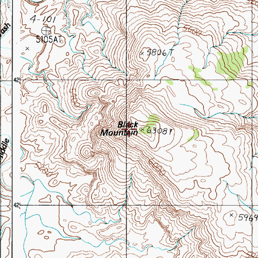Topographic Map of Black Mountain, UT