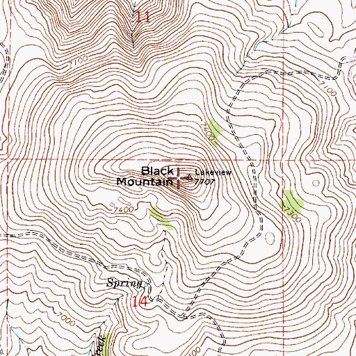 Topographic Map of Black Mountain, UT