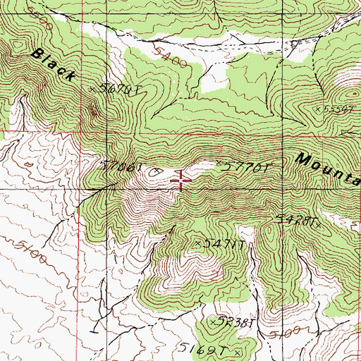 Topographic Map of Black Mountains, UT