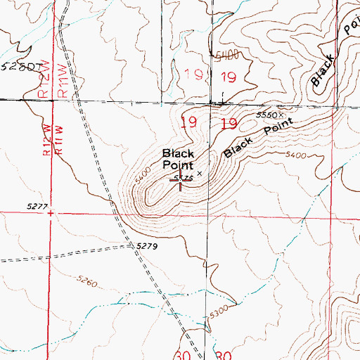 Topographic Map of Black Point, UT