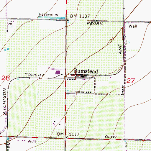 Topographic Map of Bumstead Railroad Station, AZ