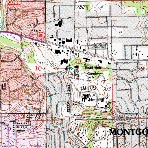 Topographic Map of Goodwyn Junior High School, AL